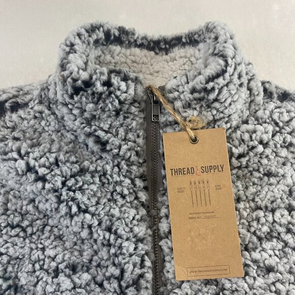 NWT Thread and Supply Gray Sherpa Fleece Soft Cozy Vest - Picture 3 of 9